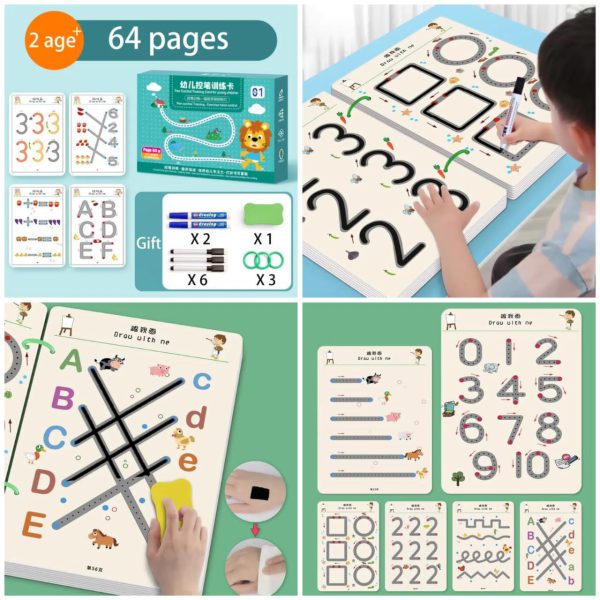 Kids Educational Learning Tracing Book Stroke Line Dot To Dot Magical(64 Pages)