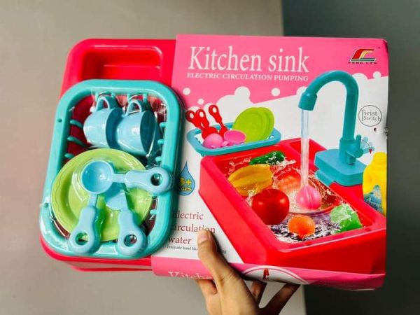 Wash-up Kitchen Sink Children Kitchen Dish Washing Sink Toy Electric Water Circulation Toy Dishwasher