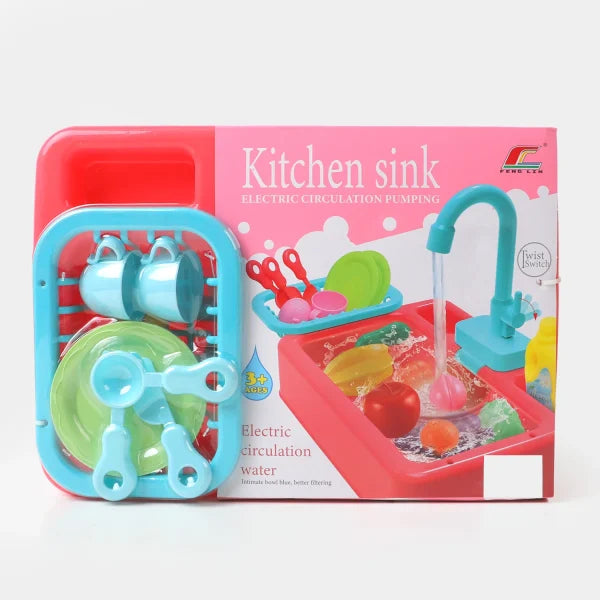 Wash-up Kitchen Sink Children Kitchen Dish Washing Sink Toy Electric Water Circulation Toy Dishwasher