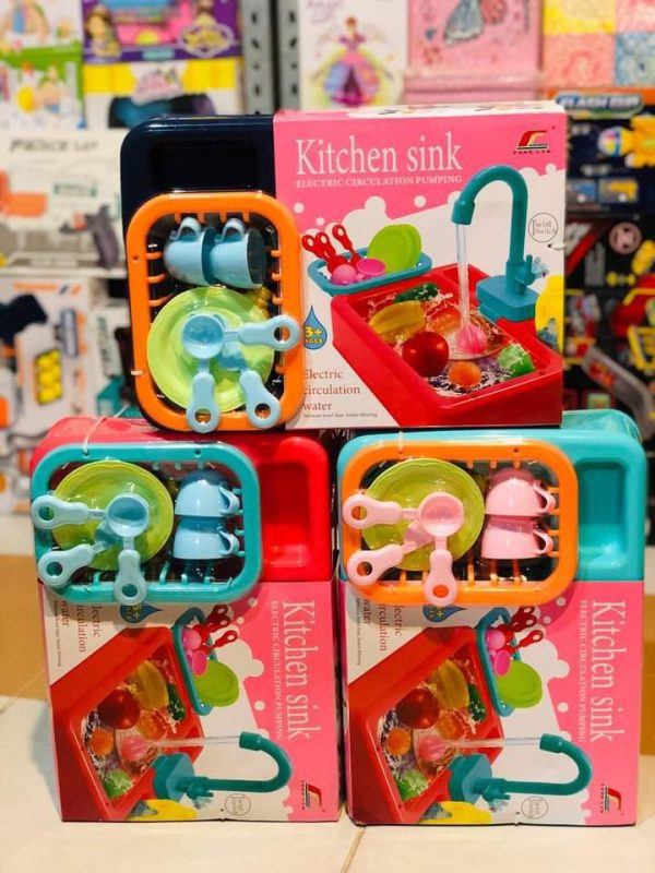 Wash-up Kitchen Sink Children Kitchen Dish Washing Sink Toy Electric Water Circulation Toy Dishwasher